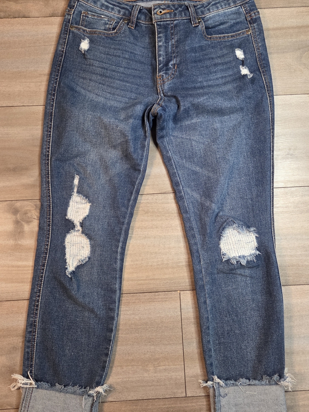 Distressed High-Rise Women's Jeans - Dark Blue Harper Heritage Size 28